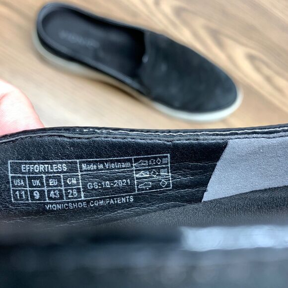 Vionic Effortless Mule Shoe Womens Size 11 Black Nubuck Leather Comfort Slip On - Picture 10 of 13